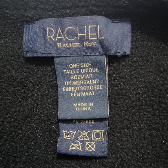 Rachel Rachel Roy Ladies One Size Black Burgundy Grey Pattern Fleece Poncho/Wrap - Picture 3 of 6